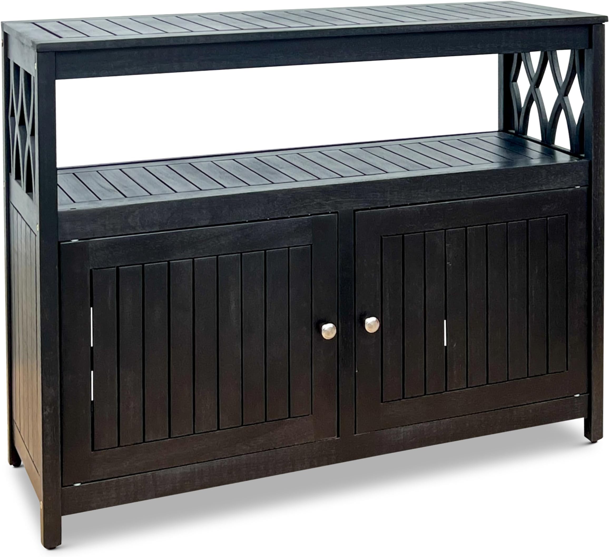 DTY Outdoor Living Longs Peak Eucalyptus Wood Sideboard Table, Outdoor Buffet Cabinet with Storage, Espresso Oil Weather-Resistant Finish