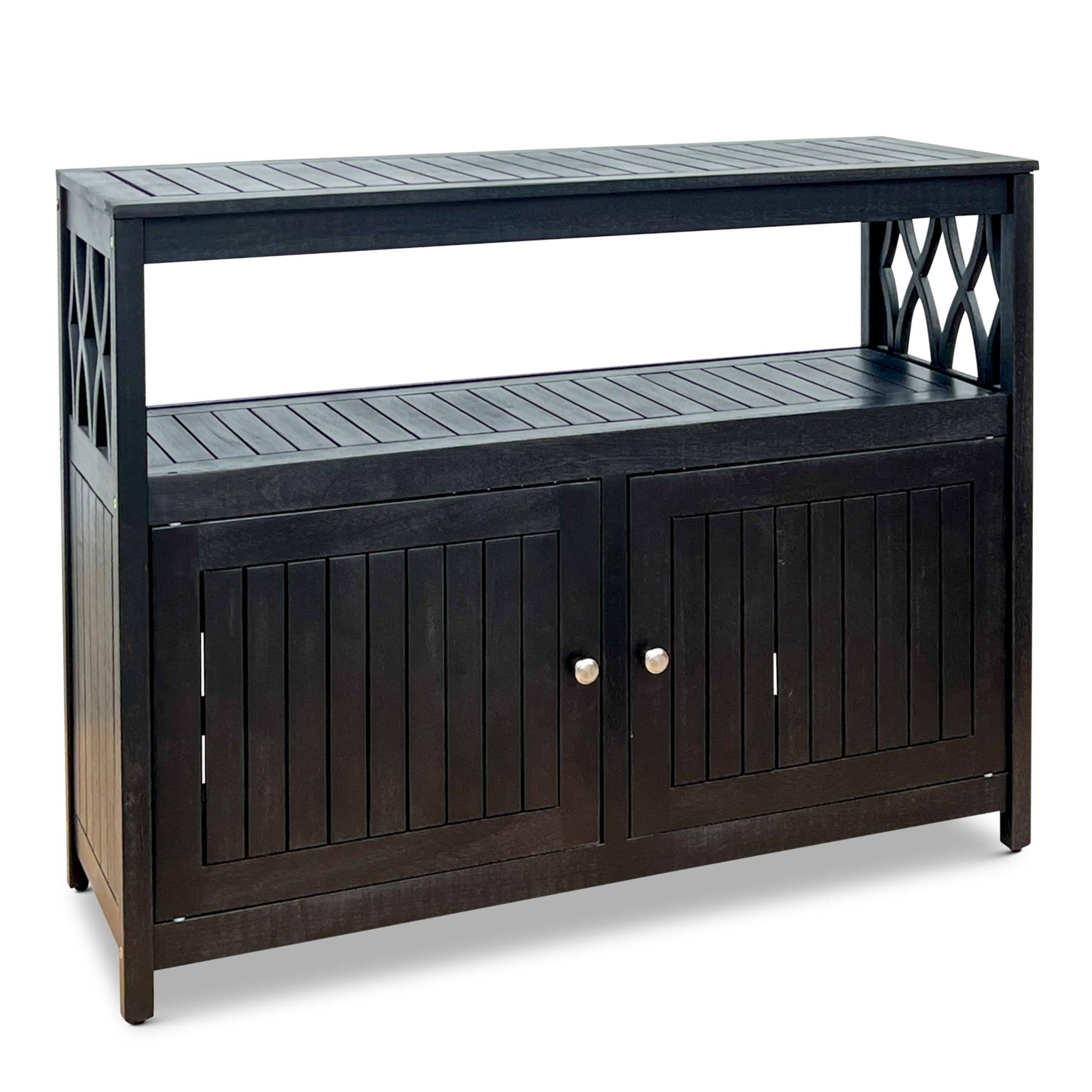 DTY Outdoor Living Longs Peak Eucalyptus Wood Sideboard Table, Outdoor Buffet Cabinet with Storage, Espresso Oil Weather-Resistant Finish