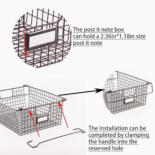 Miniatura 3 de Paquete de 2 cestas apilables de almacenamiento de alambre con asas para cocina, baño, armarios, encimeras, congeladores y despensa organizadores