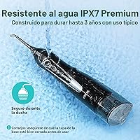 Vista 6 de COSLUS Hilo Dental de Agua: Irrigador Oral Portátil Inalámbrico 300ML Recargable Limpiador de Viaje IPX7 Impermeable Máquina de Hilo Dental