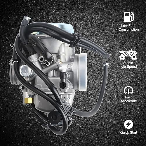 Miniatura 3 de Carburador Rancher 350 400 con kit de émbolo de válvula de cable estrangulador especialmente para Honda FourTrax Rancher 350 00-06, FourTrax Rancher