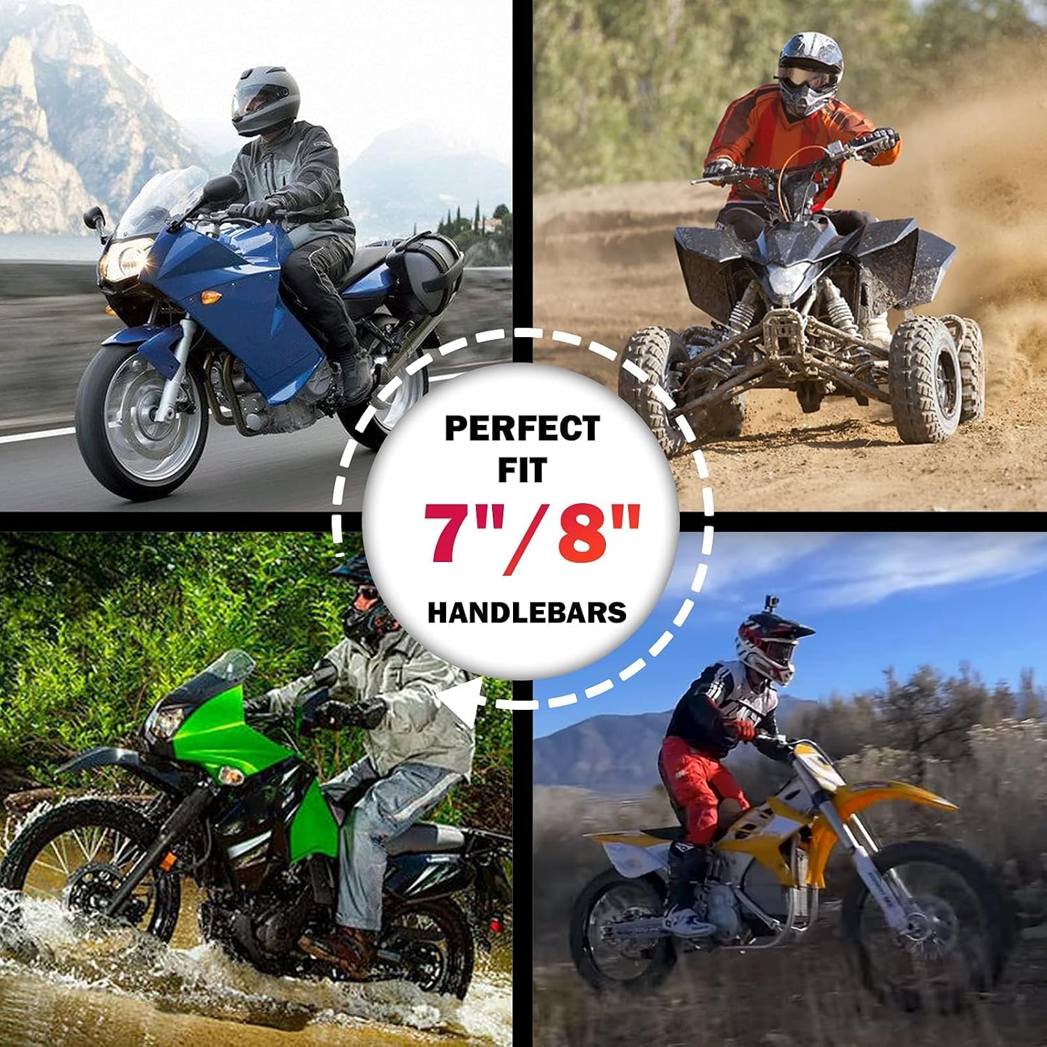 Dasen 7/8" Handlebar Riser 30mm Height Compatible with Motorcycle KLR650 ATV Dirt Bike Fit Kawasaki Fit Honda Fit Suzuki Fit Yamaha Chrome