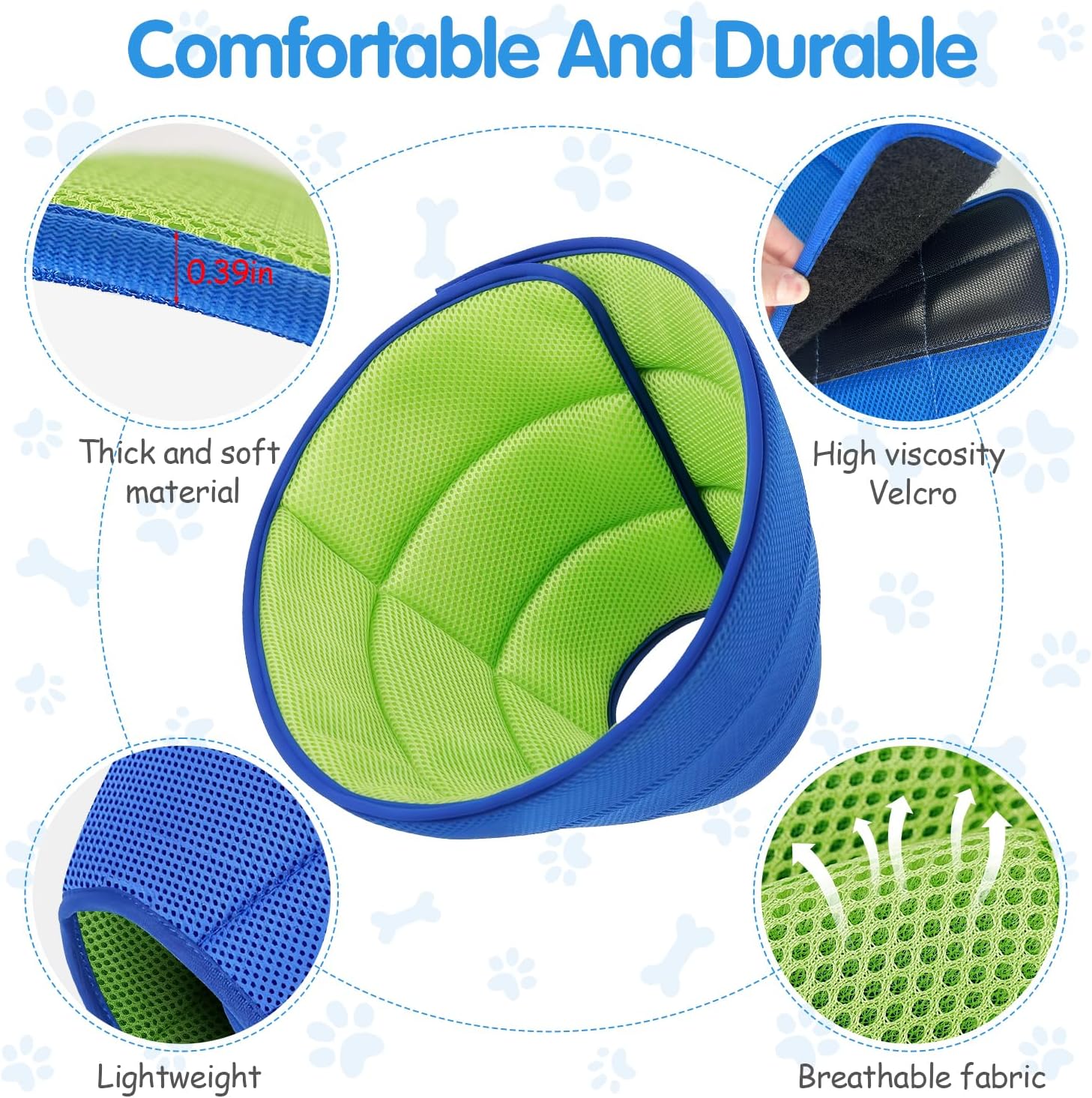 Upgrade Soft Dog Cone Collar, Dog Cone Alternative to Stop Licking After Surgery, Adjustable Comfy Cones for Small/Medium/Large Dogs, Light-Weight Mesh Fabric Elizabethan Collars (XL)