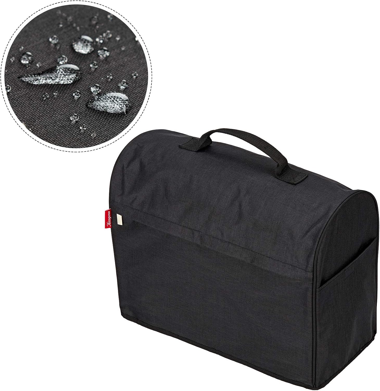 NICOGENA Sewing Machine Dust Cover with Top Handle and Pockets, Compatible with Most Standard Singer and Brother Machines, Black