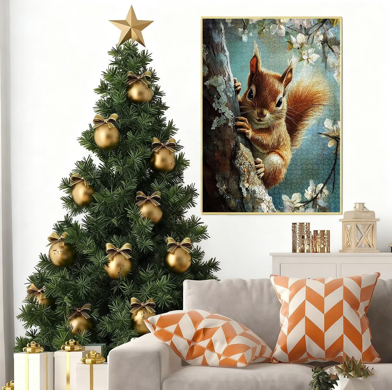 Puzzle z motywem zwierzęcym, 4000 elementów, wiewiórki, puzzle dla dorosłych, jakość premium, klasyczne puzzle, "zrób to sam", duże maty do puzzli, 141 x 87 cm, gra dla całej rodziny lub dekoracja B