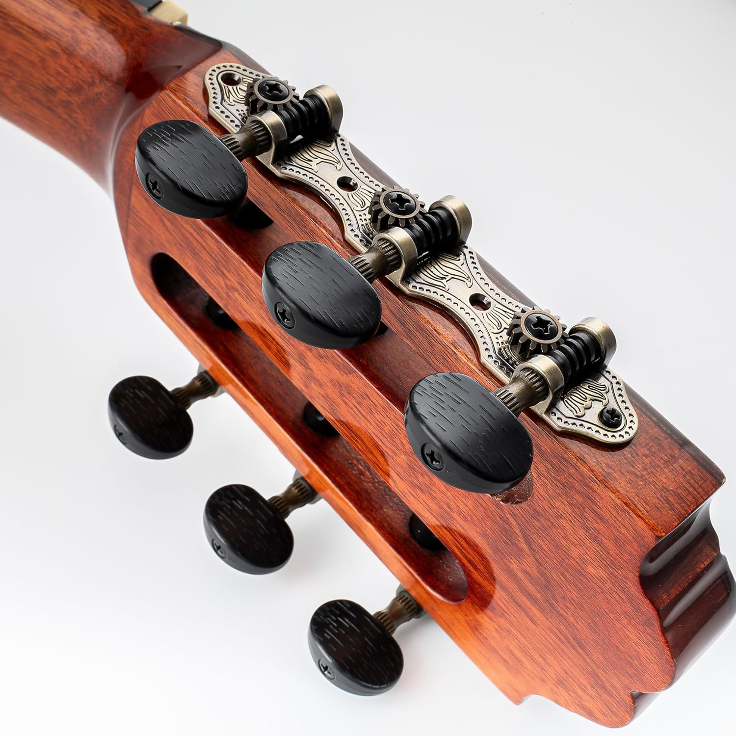 Musiclily Pro 3+3 Baker Style Classical Guitar Tuners Tuning Pegs Keys Guitar Machine Heads Set, Antique Brass