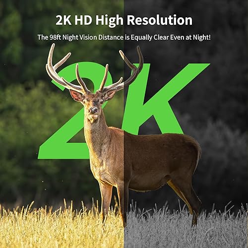 Miniatura 4 de SEHMUA Cellular Trail - Paquete de 2 cámaras de juego alimentadas por energía solar 2K con plan de datos ilimitado, tarjeta SIM incorporada 4G LTE,