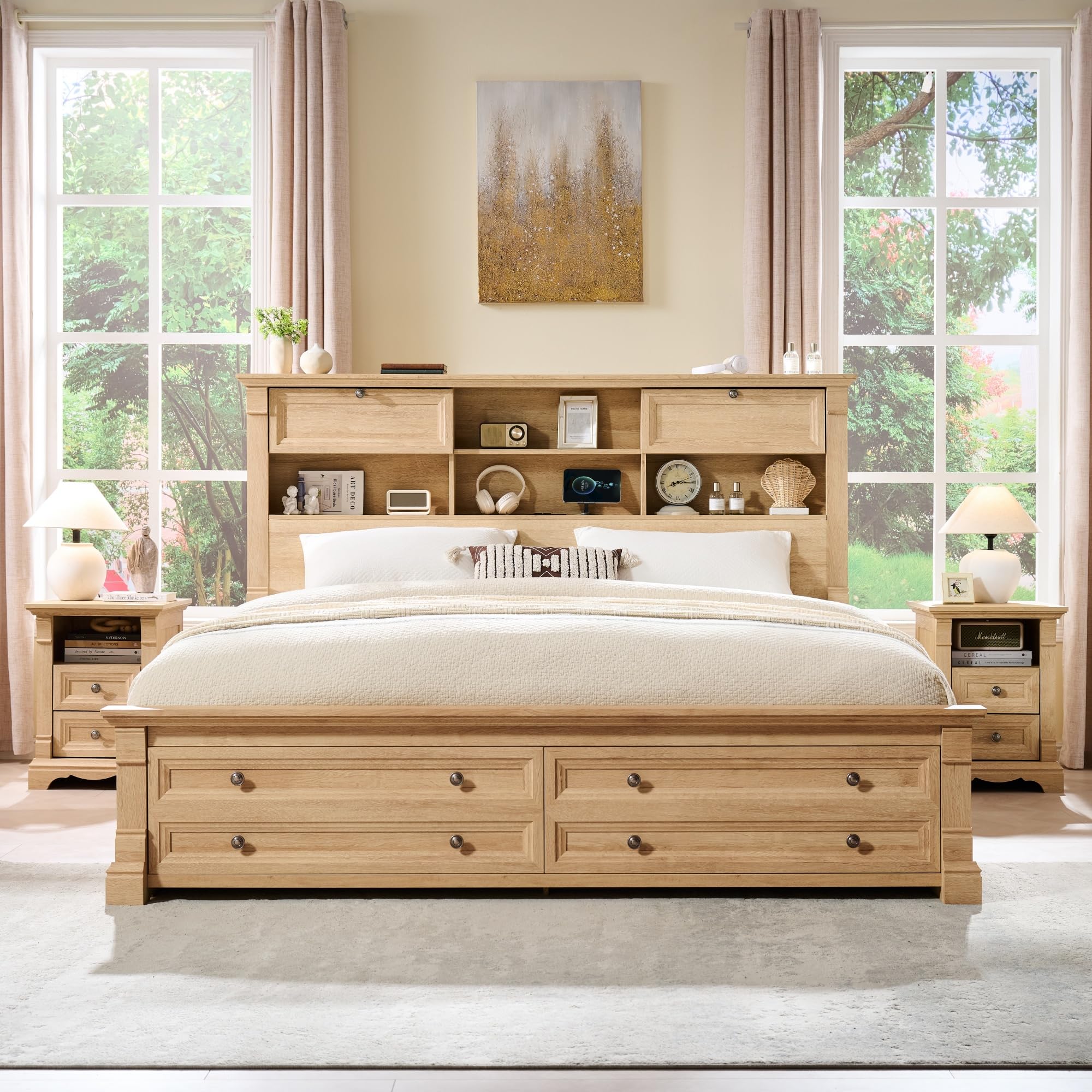 T4TREAM Farmhouse Queen Size Bed Frame