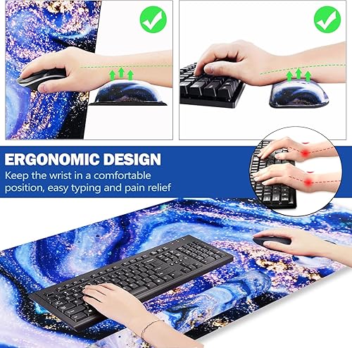 Miniatura 24 de ARTSO Juego de alfombrillas de mouse grandes para juegos, soporte para reposamuñecas para teclado + cojín de muñeca para mouse + alfombrilla de