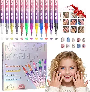 Dabria Nail Art Pens Set with 12 Colors and Fine Tips
