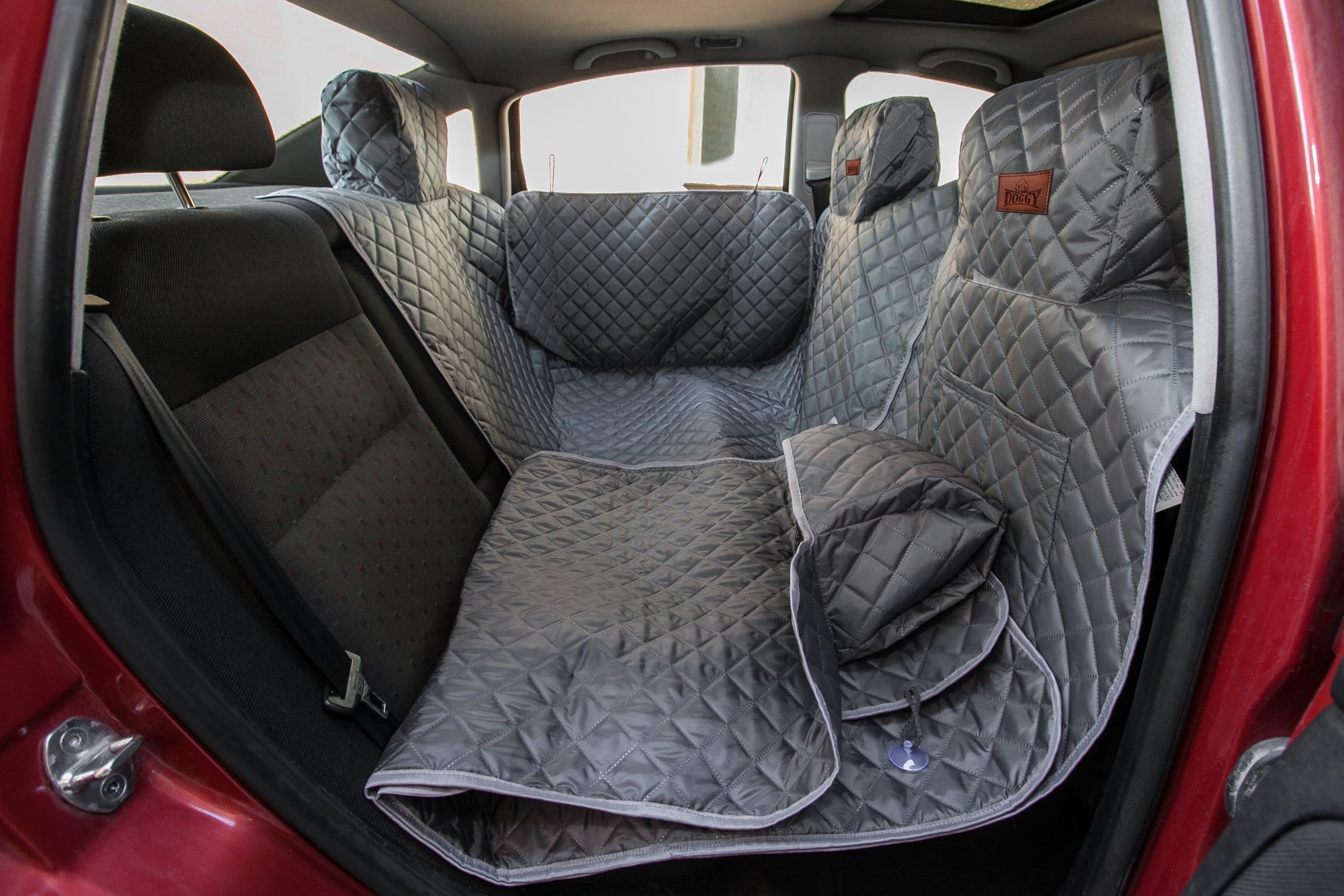Funda para coche, para tumbona, para coche, para perros, con cierre de velcro y laterales, 220 cm, color gris
