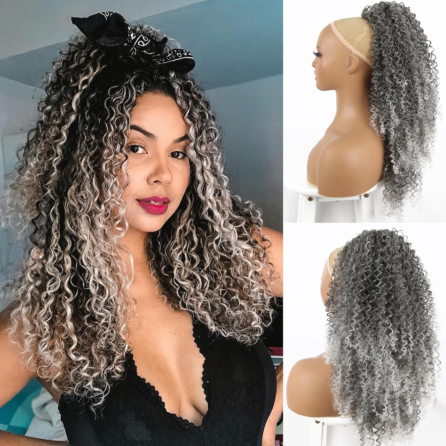 Kinky Curly Ombre Gray Drawstring Ponytail Extension Kenya Ubuy