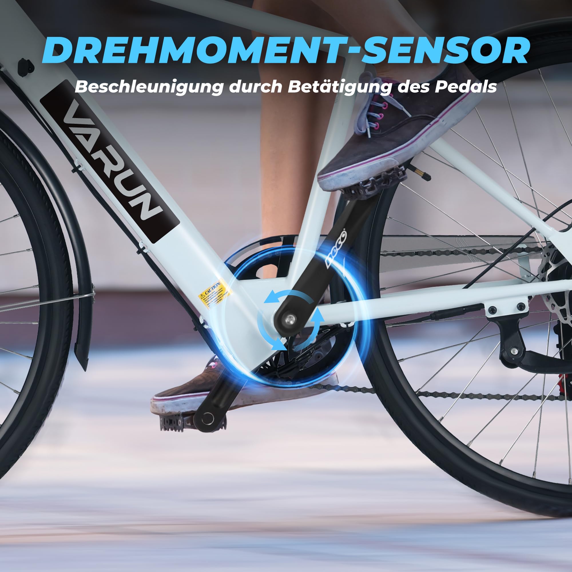 VARUN E Bike, 28 Zoll E-Bike Damen Herren mit 36V 360Wh Akku, Drehmomentsensor, 80KM Reichweite, Elektrofahrrad mit LCD-Display, 3 Fahr Modi, CE-Zertifiziert Citybike, Pendler E-Fahrrad