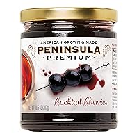 Vista 9 de Cerezas de cóctel Península Premium. Ganador de premios. Rojo borgoña intenso. Suave como la seda, rico jarabe. Lujoso sabor afrutado y agridulce.
