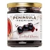 Peninsula Premium Cocktail Cherries | Award Winning | Deep Burgundy-Red | Silky Smooth, Rich Syrup | Luxe Fruit Forward, Sweet-Tart Flavor | Gourmet | American Grown & Made | 10.5 Ounce