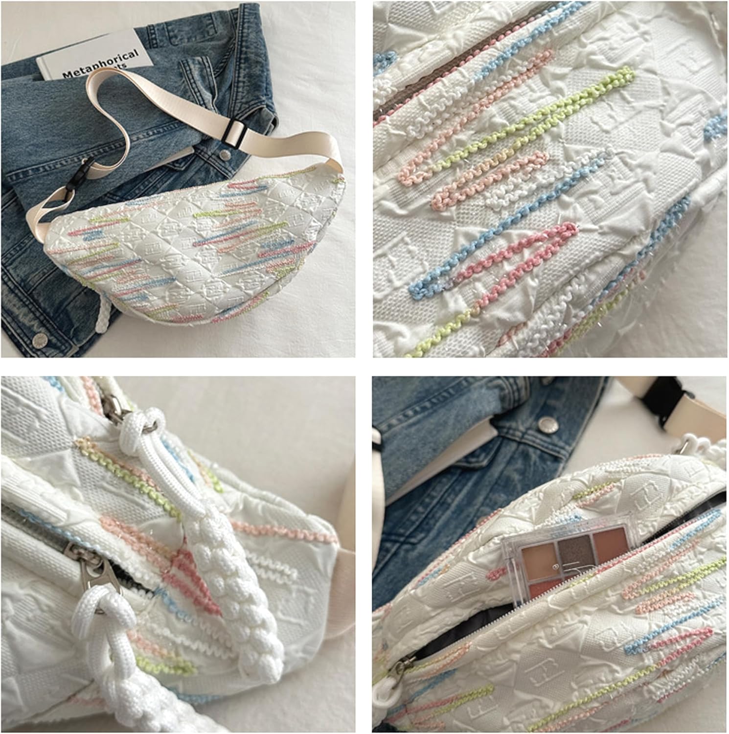 eYLun Women Fanny Pack Crossbody Bag Adjustable Casual Waist Bag FashionChest Bag Waist Pack for Travel Walking Running Hiking Black A - Image 5