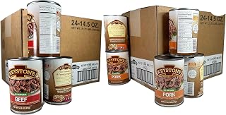 Keystone Meats All-Natural Family-Size Canned Meat – Pork 14.5 oz & Beef 14.5 oz, Fully Cooked, Ready to Eat Emergency Food Bulk Pantry Staple (48 Cans)