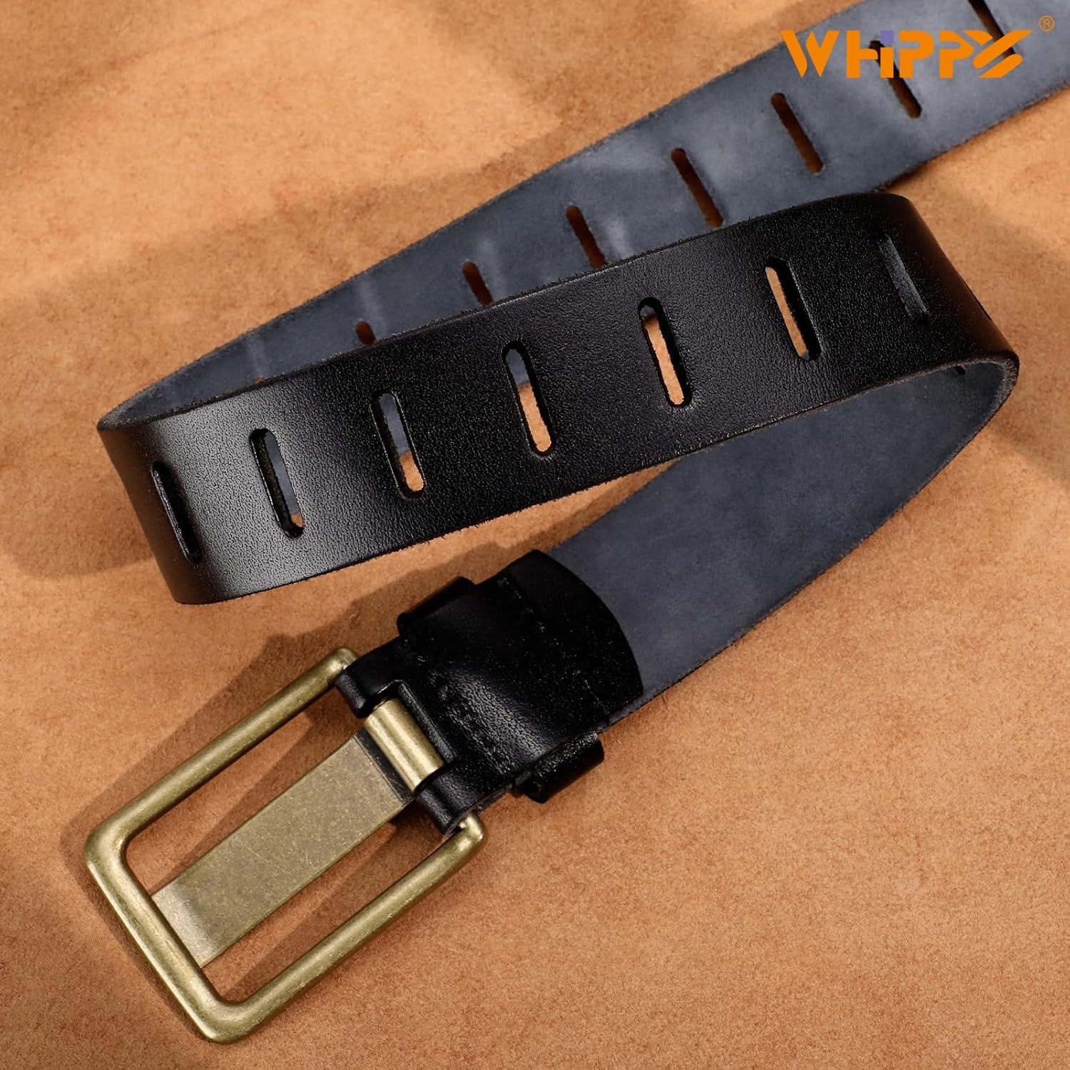 WHIPPY Genuine Leather Belt for Women Western Belt for Jeans with Vintage Gold Buckle & Full-Hole Strap, 1.5" Wide - Image 5