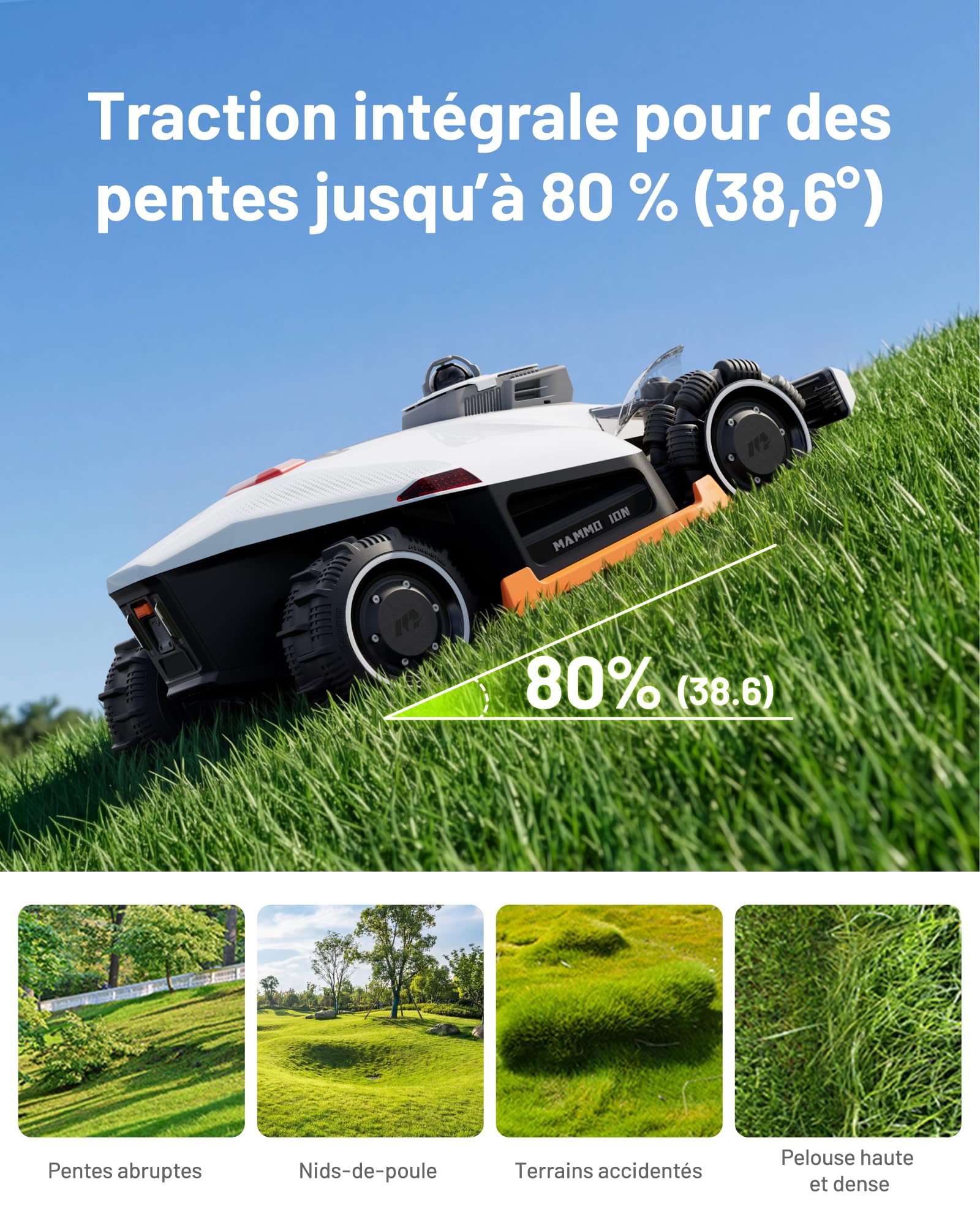 Mammotion LUBA 3 AWD 1500 Robot Tondeuse avec Support de Lavage