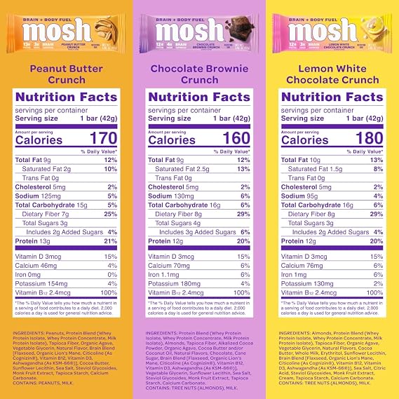 MOSH Variety Pack Brain Health Protein Bars, Keto, Gluten Free, 15 Ct