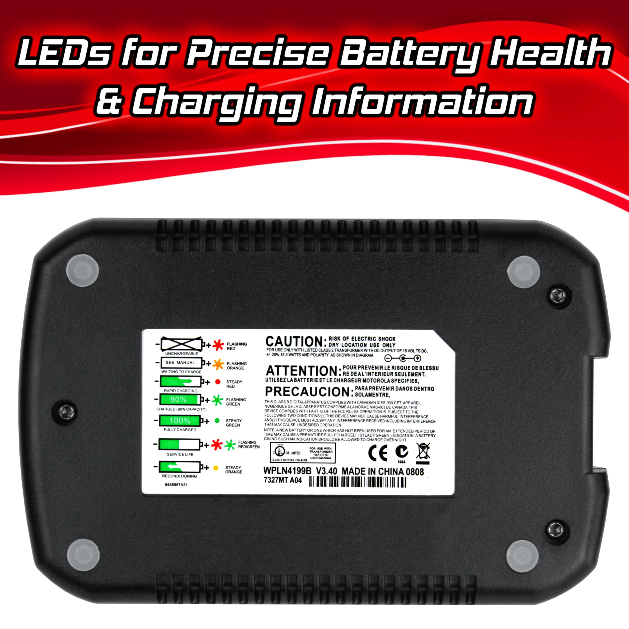 Banshee WPLN4199A Two-Way Radio Battery Charger Compatible with Motorola HNN9013, HNN4011, HNN4001A, HNN4003, HNN9009, HNN9008, PMNN4045, NNTN7380A, BP9009
