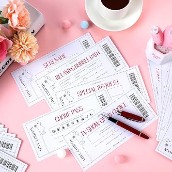 Zonon 20 Pcs Love Coupons Card for Her Couples Gift,White