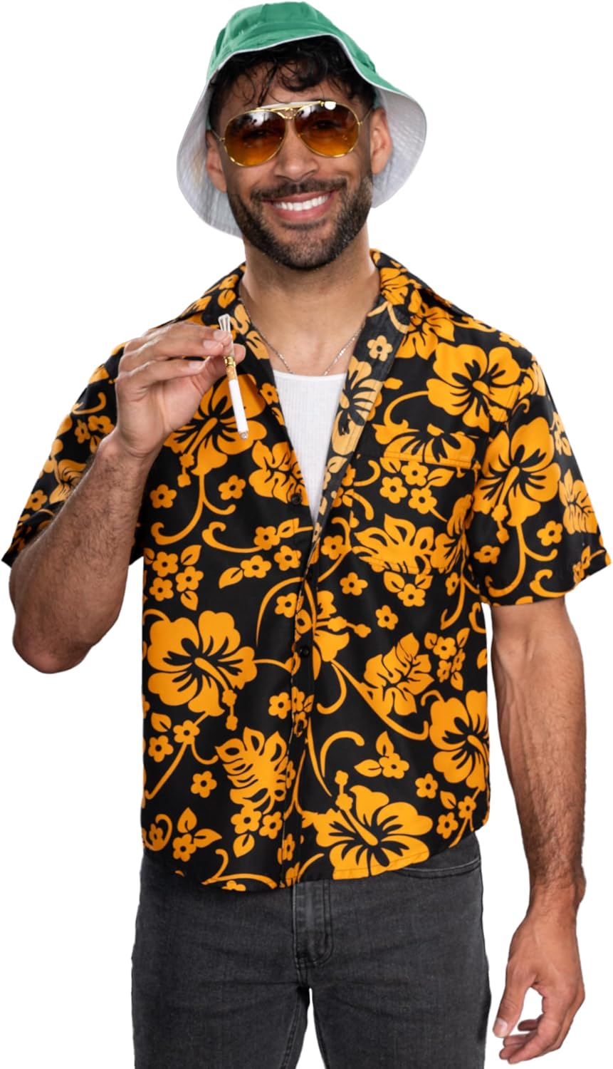 Costume Agent Fear and Loathing in Las Vegas Hunter S. Thompson Costume Yellow Sunglasses - Classic Large Metal Frame Sun Glasses for Adult
