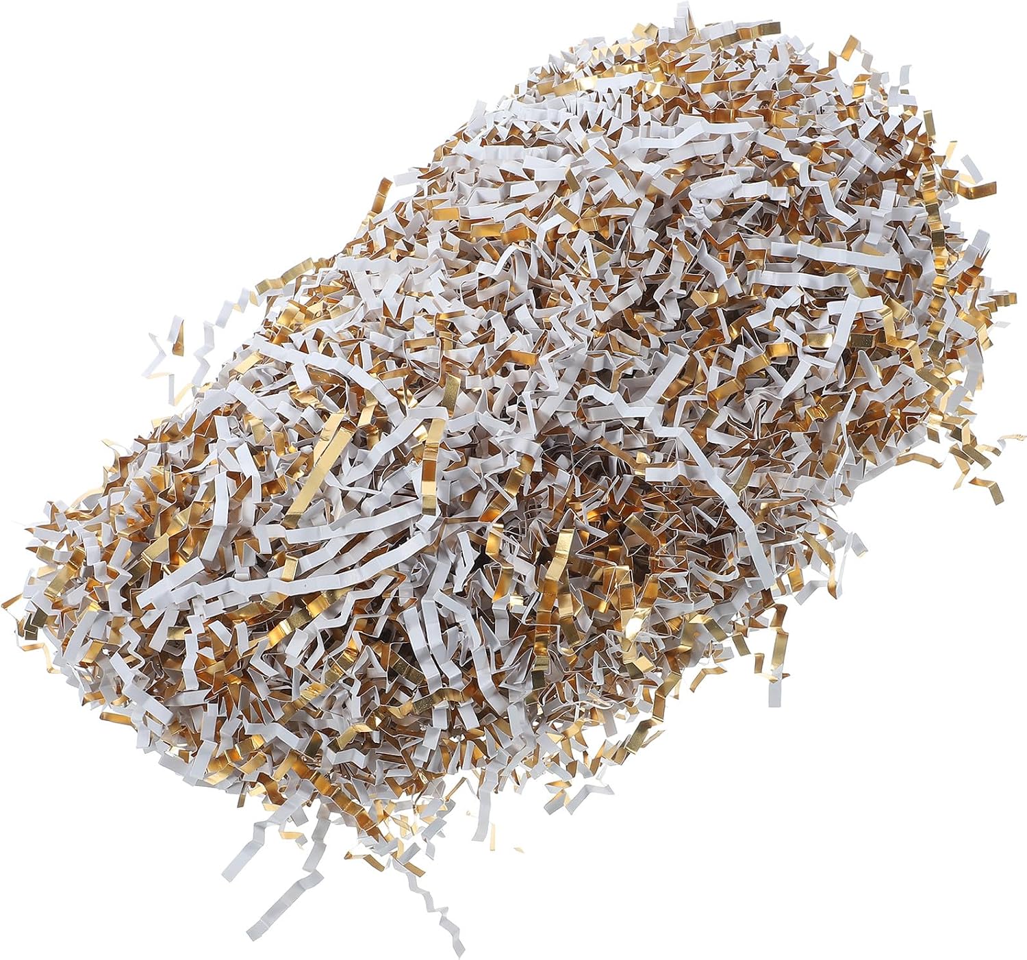 MOLUCKFU Gold and Silver Shredded Raffia Paper Filler 5pcs 100g Each Crinkle Cut Packing Paper for Boxes, Christmas Bags, and Party DIY Wrapping Supplies