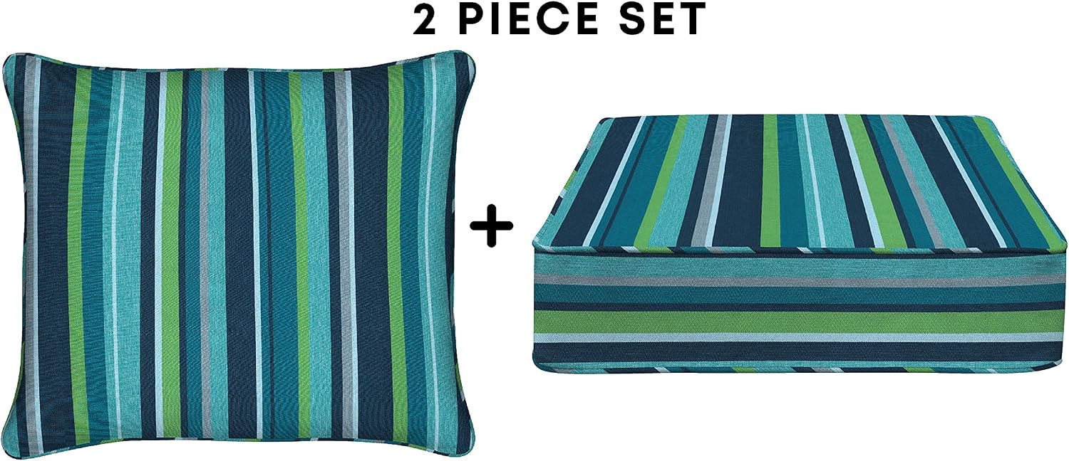 Honeycomb Outdoor Stripe Poolside Deep Seating Patio Cushion Set: Resilient Foam Filling, Weather Resistant and Stylish Set, Seat: 24" W x 23" D x 6.5” T; Back: 27" W x 24” L