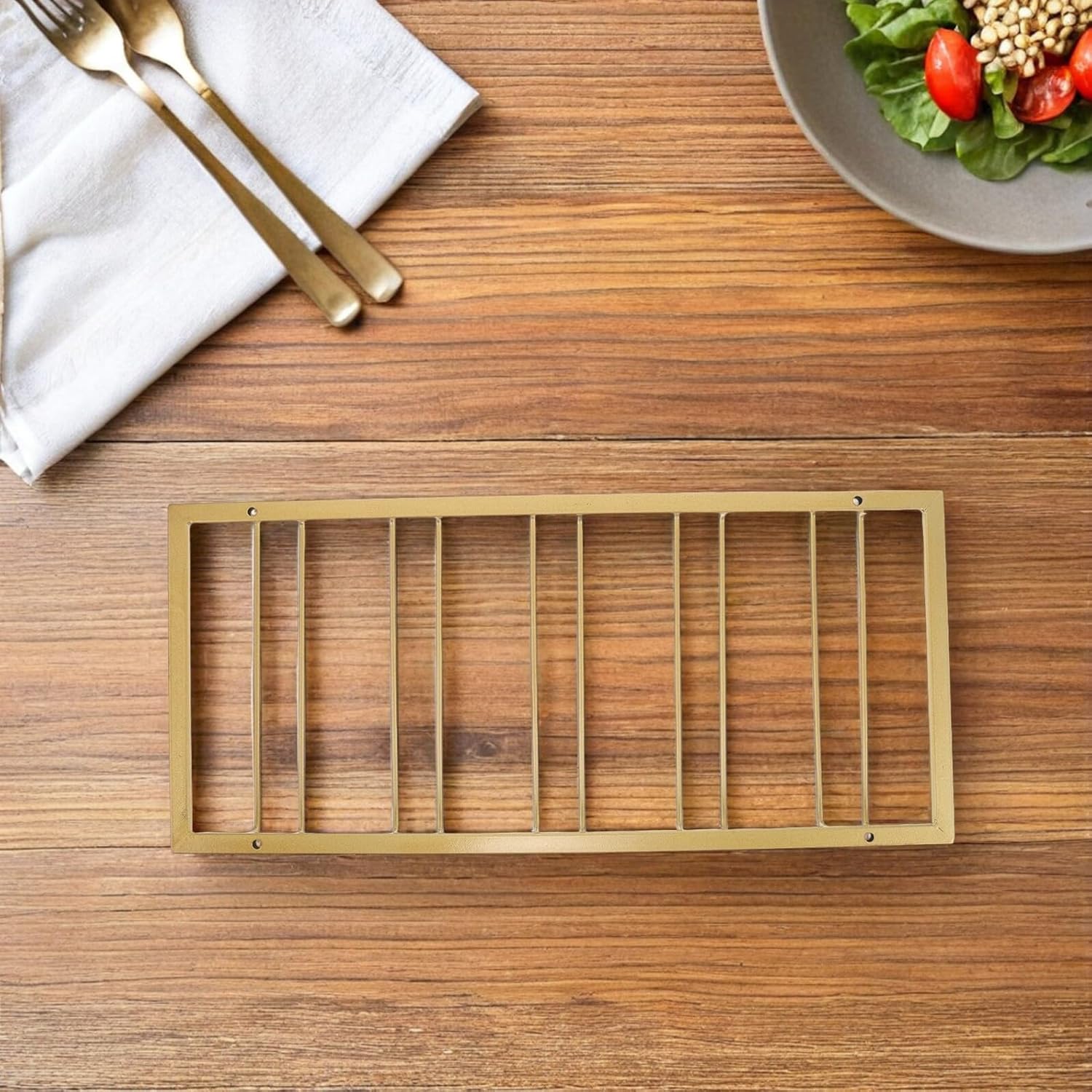 Wine Glass Rack Hanging 5-Slot Stemware Holder Metal Organizer Golden for Kitchen Bar Cabinet Wall-Mounted Glass Display Storage