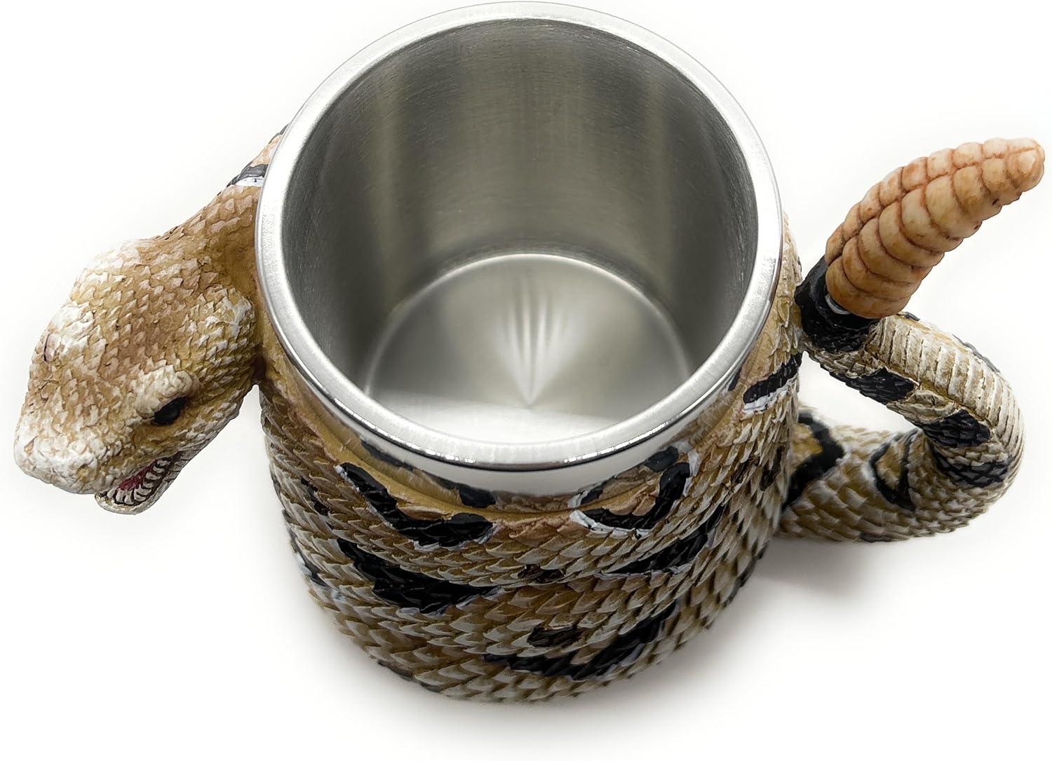 RUSTIX Snake Mug - Realistic Rattlesnake Tankard, 16 fl oz Diamondback Rattler Coffee Cup, Unique Gift for Reptile Lovers, Western-Inspired Design, Perfect for Coffee & Beer Enthusiasts