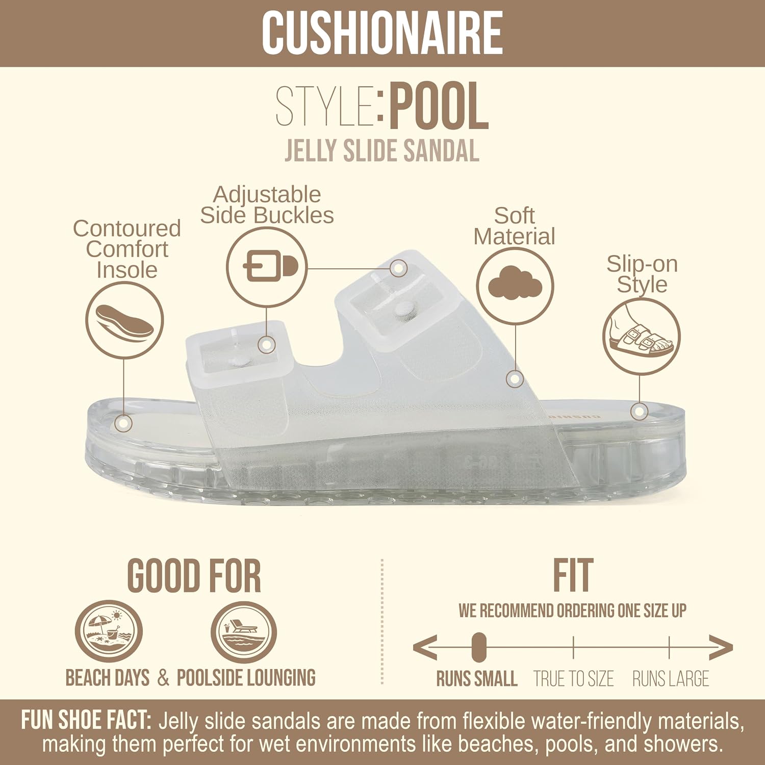 CUSHIONAIRE Pool Slides for Women Water Resistant Double Buckle Adjustable Slip-On Womens Sandals for Beach Shower Casual Wear image 4