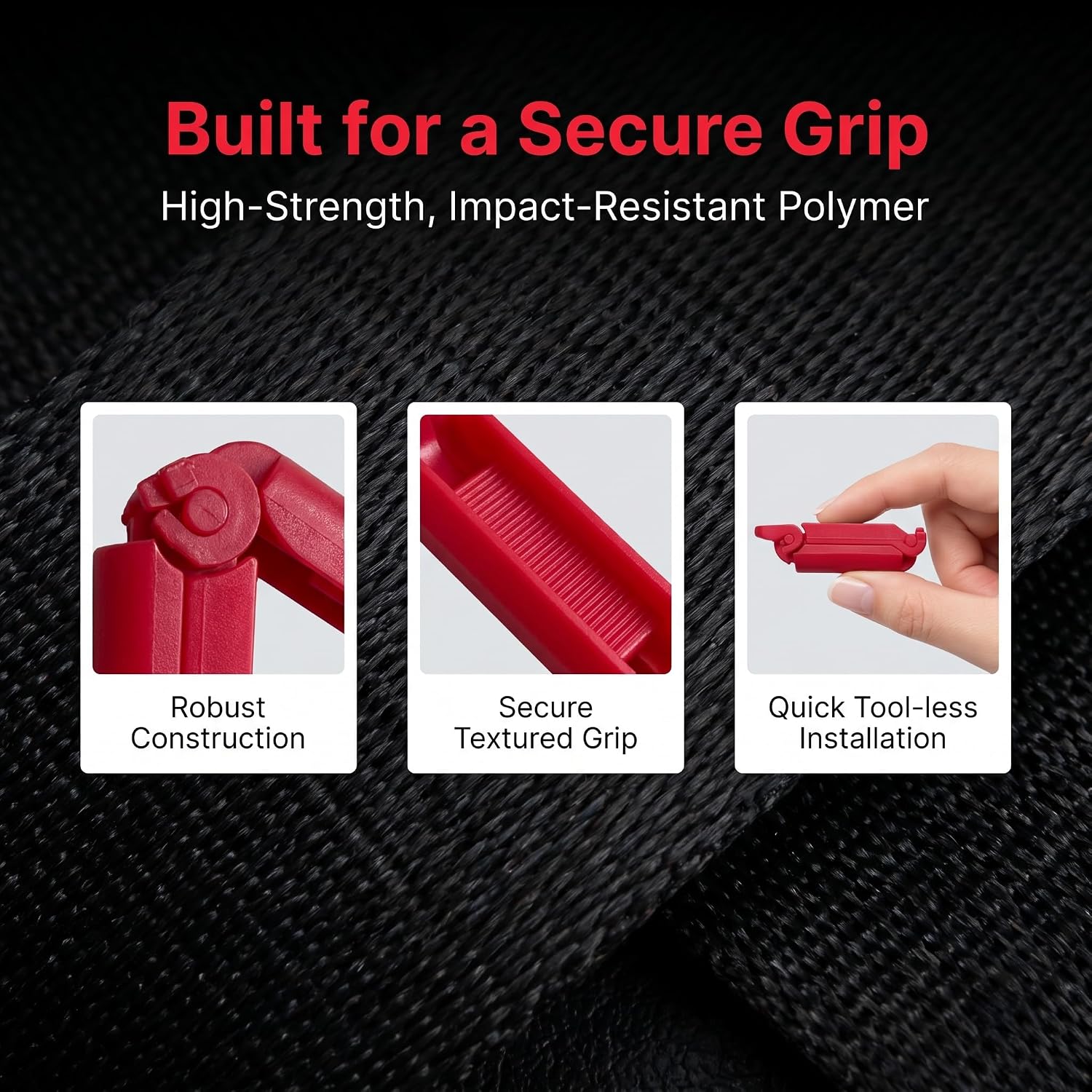 3 Pack Seat Belt Adjuster Clip, Universal Strap Positioner for Car SUV Truck RV Airplane Travel, Heavy-Duty Non-Slip Buckle for Shoulder Belt Comfort (Red)