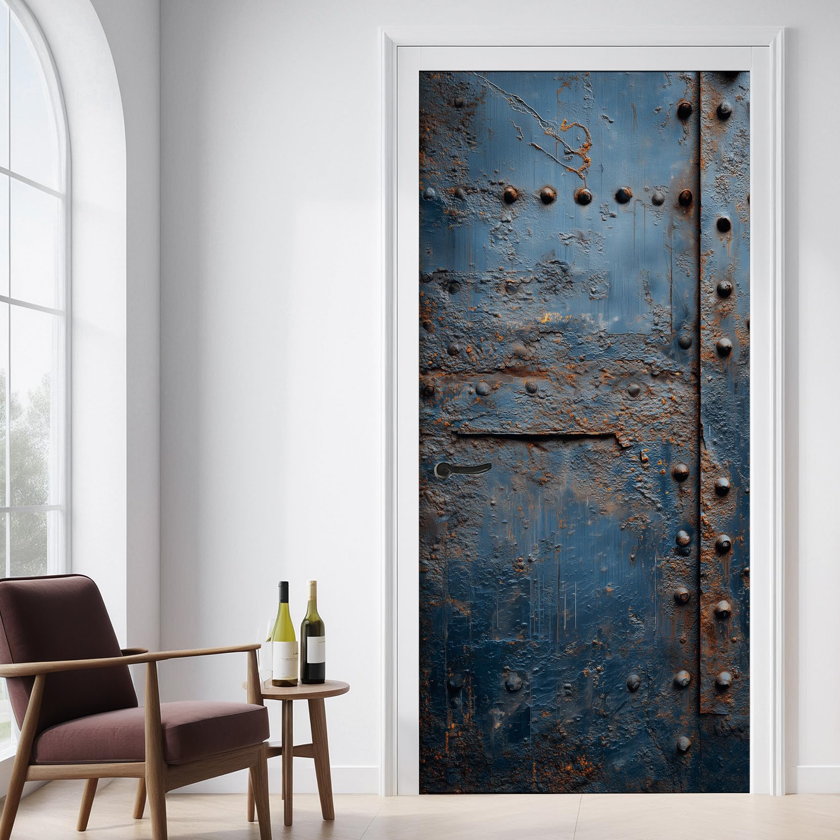 Eisen Türtapete Selbstklebend 85x200 cm Rost, Industrie Türfolie Türposter, Türaufkleber Für Badezimmer Abnehmbar Wasserdicht