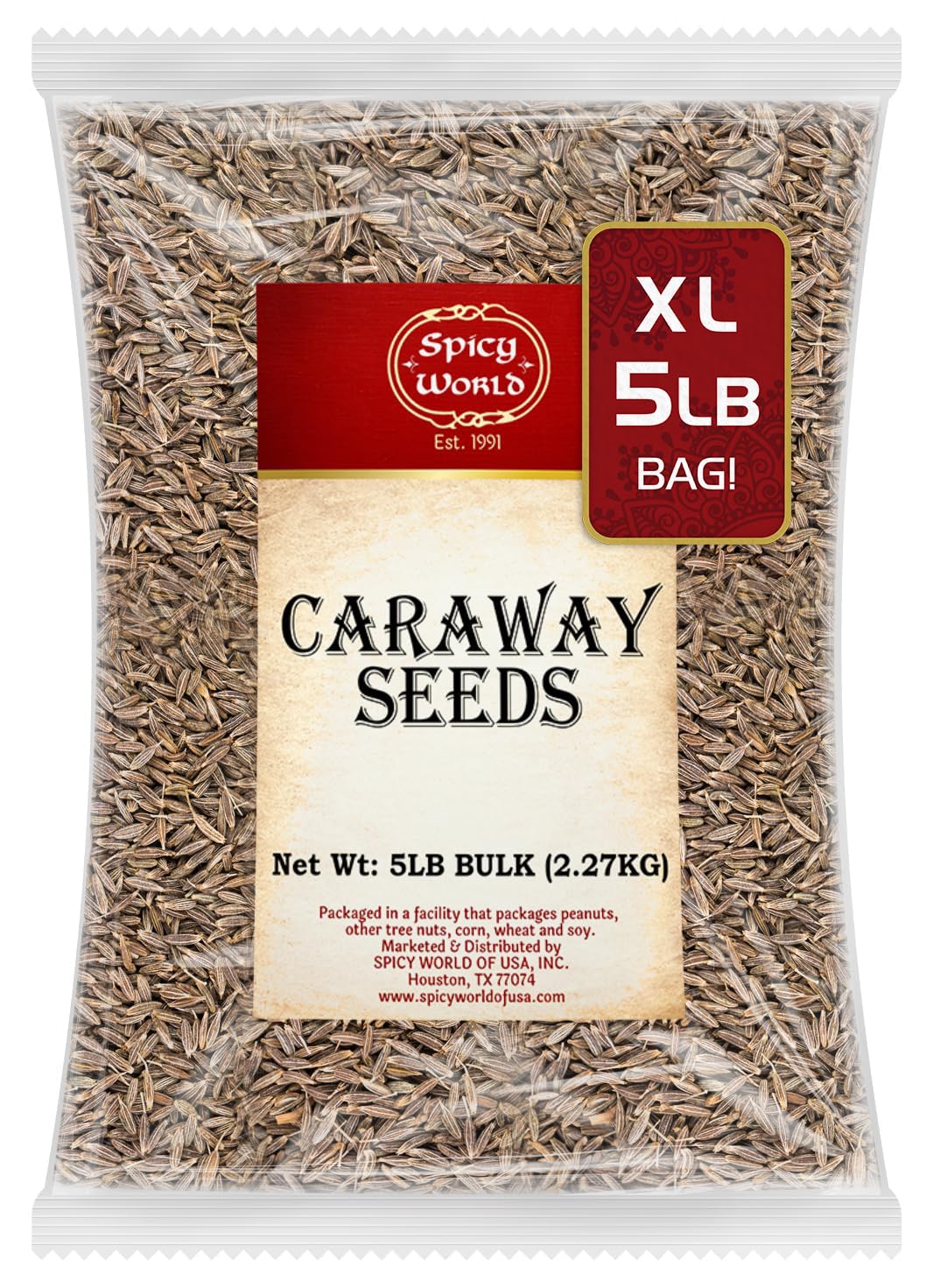 Spicy World Caraway Seeds 5 Pound Bulk Bag