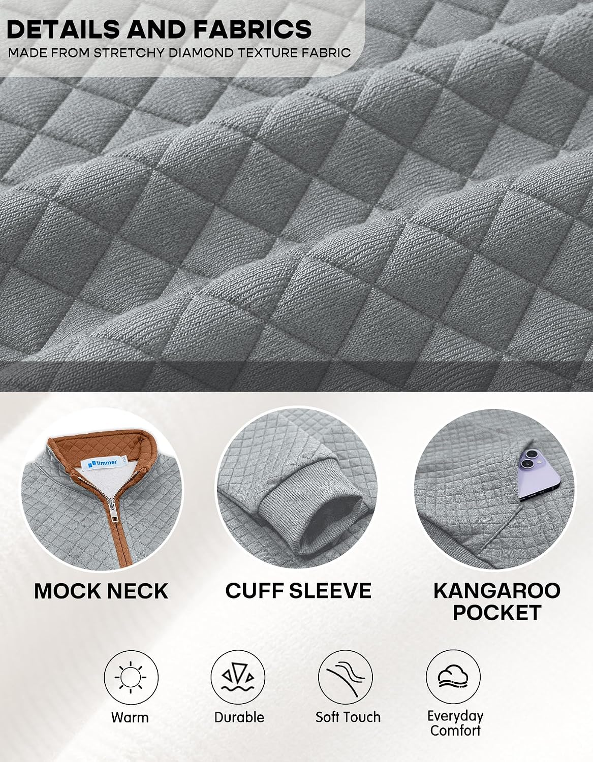 Boys 1/4 Zip Sweatshirts Quilted Pullover with Kangaroo Pocket | 6-14 Years, Mock Neck Pullover, Kangaroo Pocket for School, Golf & Casual