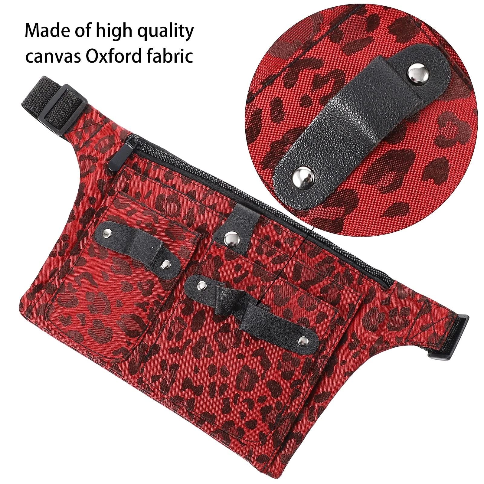Cinturón para herramientas de barbería, Bolsa for tijeras de peluquería, cinturón, bolso multifuncional for peluqueros(Red)