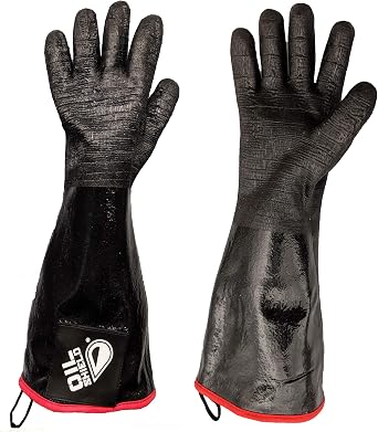OIL SHIELD 18 High Heat Neoprene Glove, Fryer Filtration Glove, 450 Degree Temp Rating, Cotton Liner, Food Service Safety Size Large