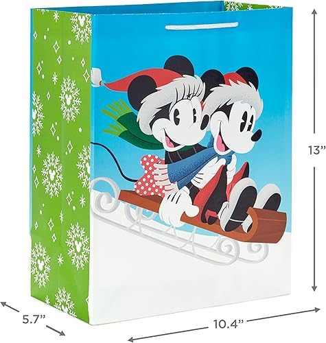 Miniatura 4 de Hallmark Bolsas de regalo de Navidad de Mickey y Minnie en varios tamaños (4 bolsas 2 medianas de 9 pulgadas, 2 grandes de 13 pulgadas) para niños,