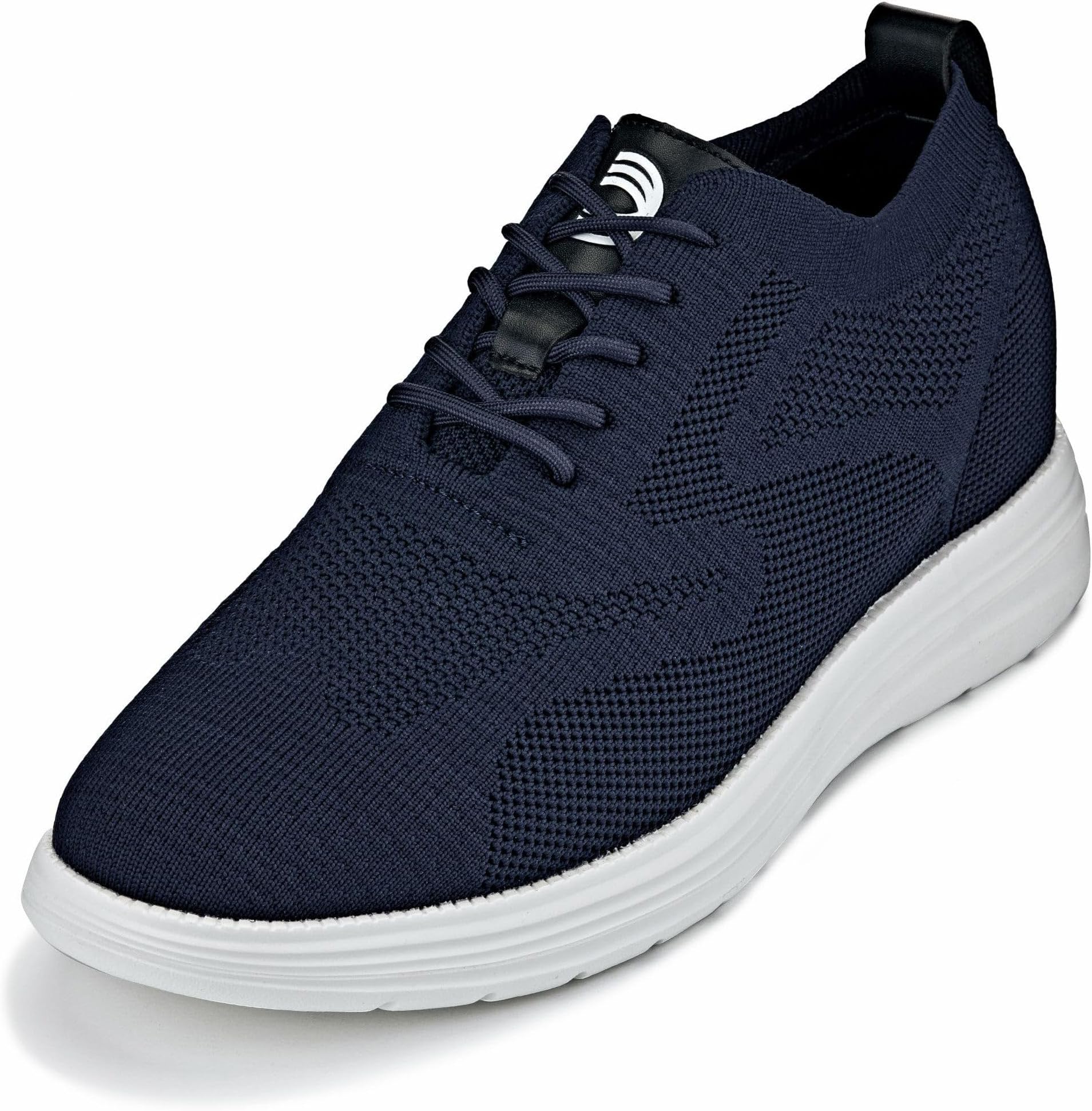 CALTO Men's Invisible Height Increasing Elevator Shoes - Night Blue Ultra Light-Weight Lace-up Knitted Sporty Walker - 2.8 Inches Taller - X2634 - Size 9 D(M) US