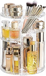 Rotating Makeup Organizer, Large Capacity Perfume Skincare Lipstick Organizer for Vanity, 360 Spinning Adjustable Comestic Storage Holder Rack for Bathroom - Transparent