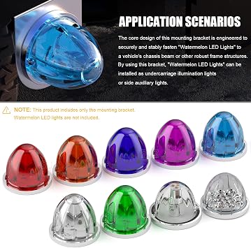 BJZ Watermelon LED Light Brackets, 304 Stainless Steel Mounting Brackets with Pre-Drilled Holes, Universal Watermelon Light L-Shape Holder for Car Truck Underglow Side Tail Roof Auxiliary Lights, 2Pcs