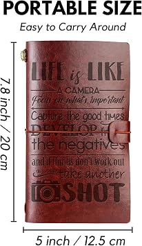 Photographer Gifts Journal With Pen, Embossed Leather Refillable Notebook