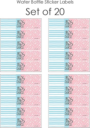Miniatura 3 de Big Dot of Happiness Baby Gender Reveal - Etiquetas adhesivas para botellas de agua para fiesta de equipo niño o niña, juego de 20