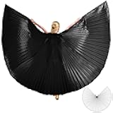 MUNAFIE Belly Dance Isis Wings with Sticks for Adult Belly Dance Costume Angel Wings for Halloween Carnival Performance