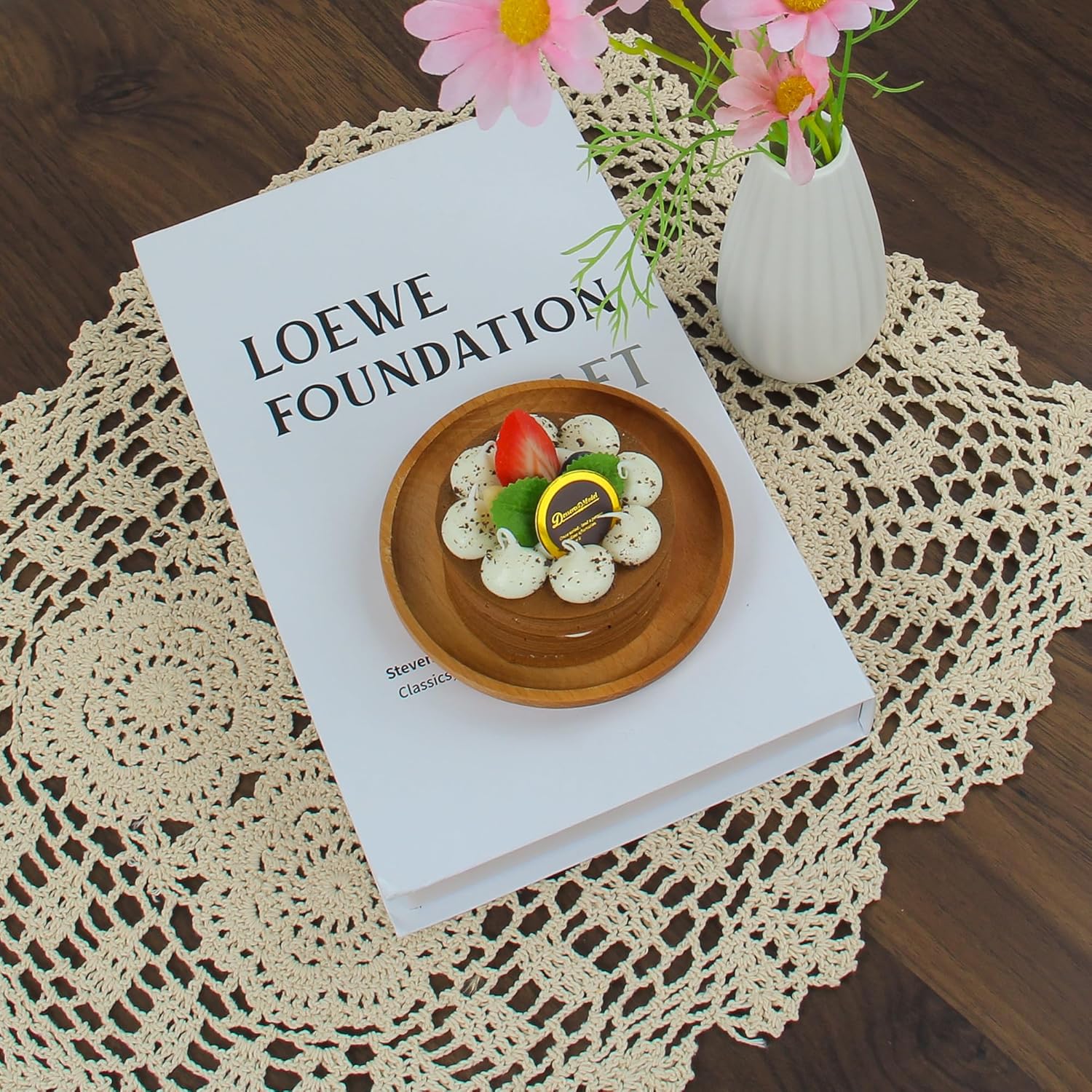 kilofly Handmade Crochet Cotton Lace Table Placemats Doilies Value Pack [Set of 4], Beige