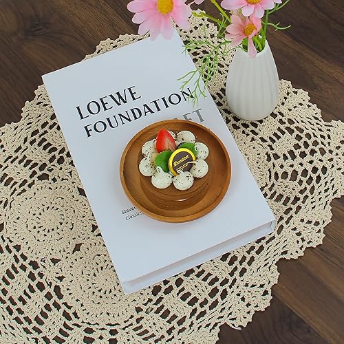 Miniatura 6 de kilofly Juego de 4 manteles individuales hechos a mano de algodón con encaje de ganchillo (juego de 4), color beige