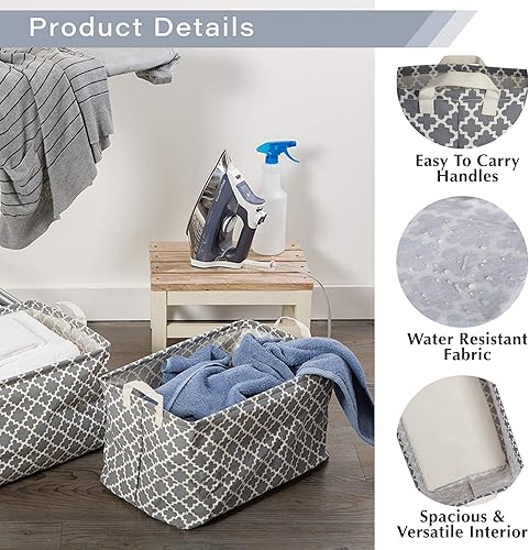 Miniatura 2 de DII Laundy Collection - Contenedor plegable con revestimiento de polietileno, rayas grises, cesta para la ropa sucia