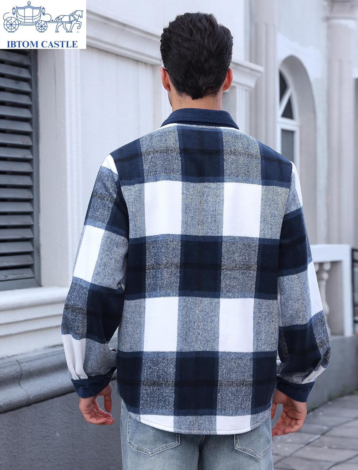 IBTOM CASTLE Men's Flannel Shirts Casual Button Down Plaid Shirt Jacket Long Sleeve Shacket with Pockets - Image 4