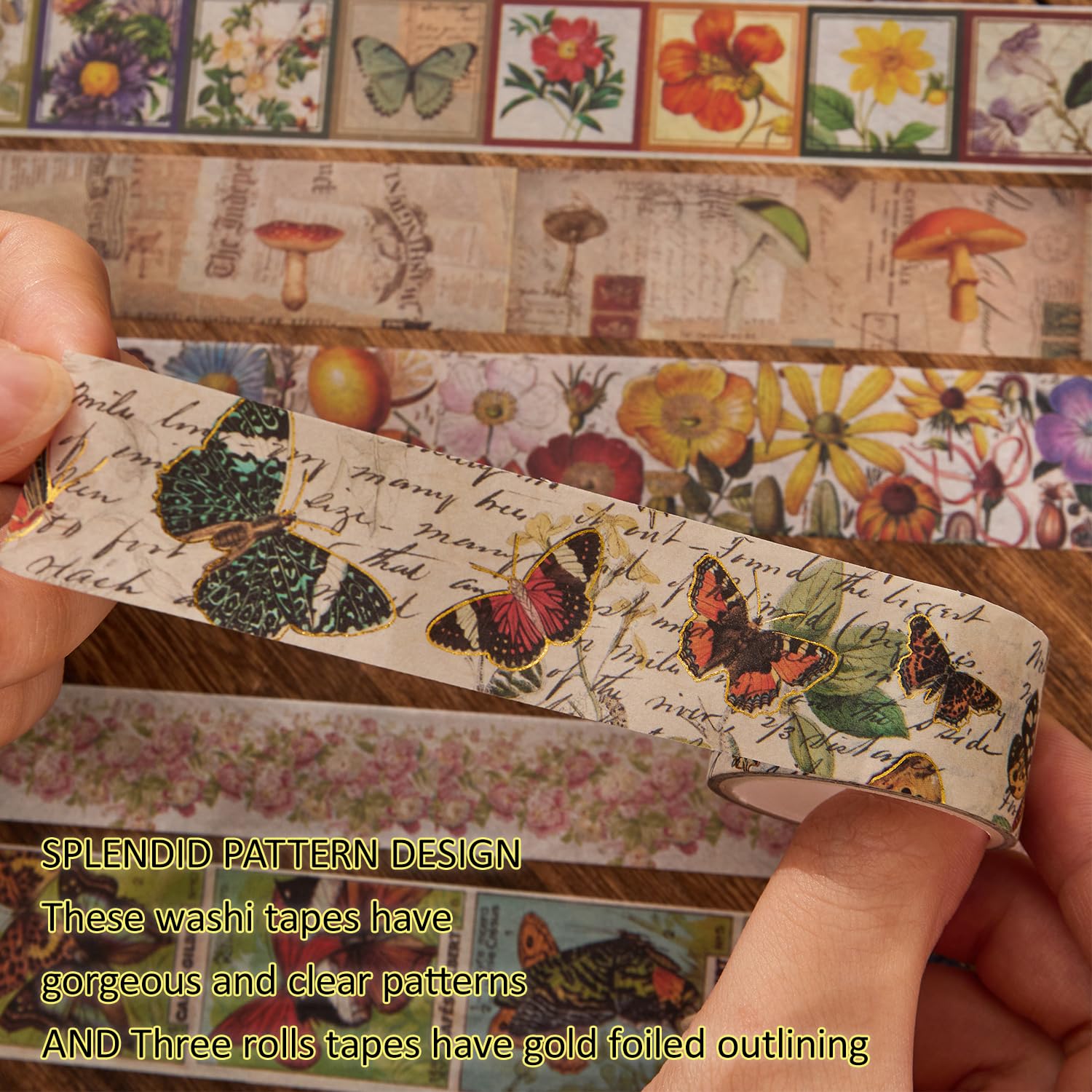 42 Rolls Vintage Washi Tape Set, Floral Letter Butterfly Mushroom Botanical Flower Writable Decorative Tapes for Scrapbooking , Junk Journal Supplies, Bullet Journaling 5-75mm Wide 9.84ft long/Roll thumbnail